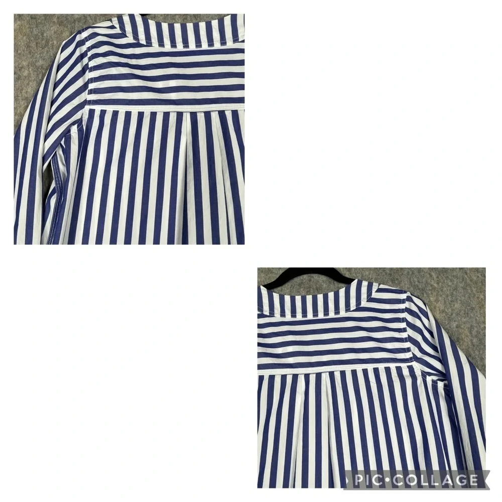 J. Crew Blue & White Striped Classic Preppy Nautical Summer Pop Over Tunic - XS